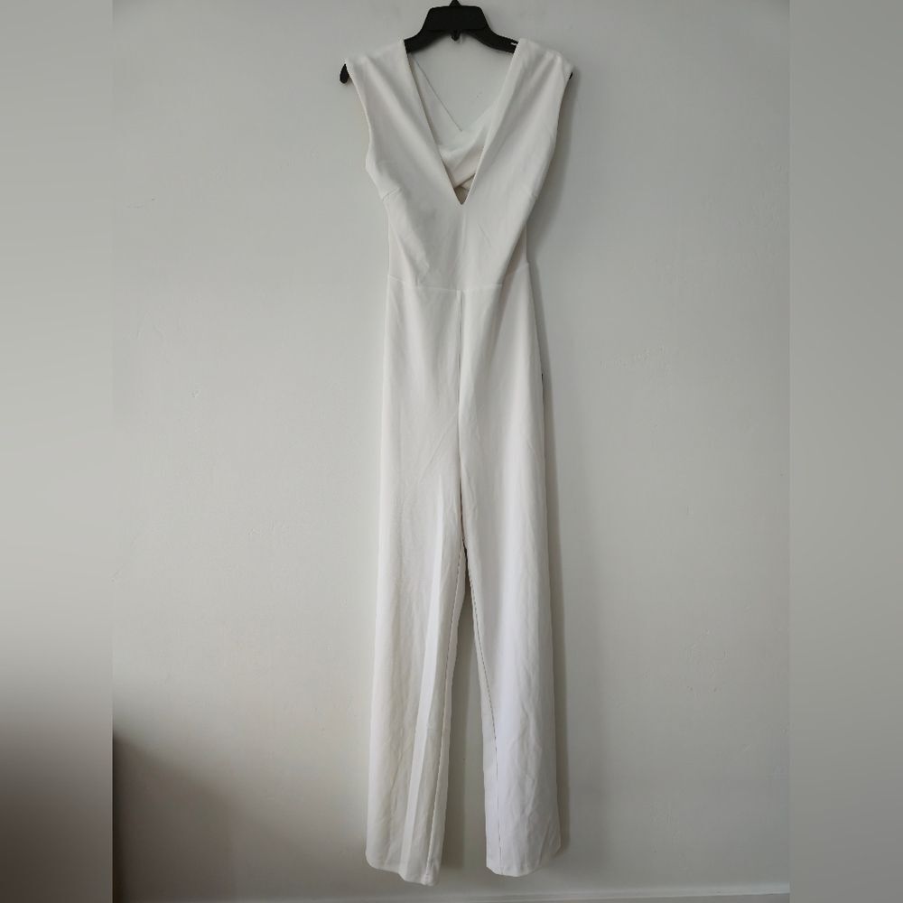 Lulu's Thinking Out Loud White Backless Jumpsuit Large